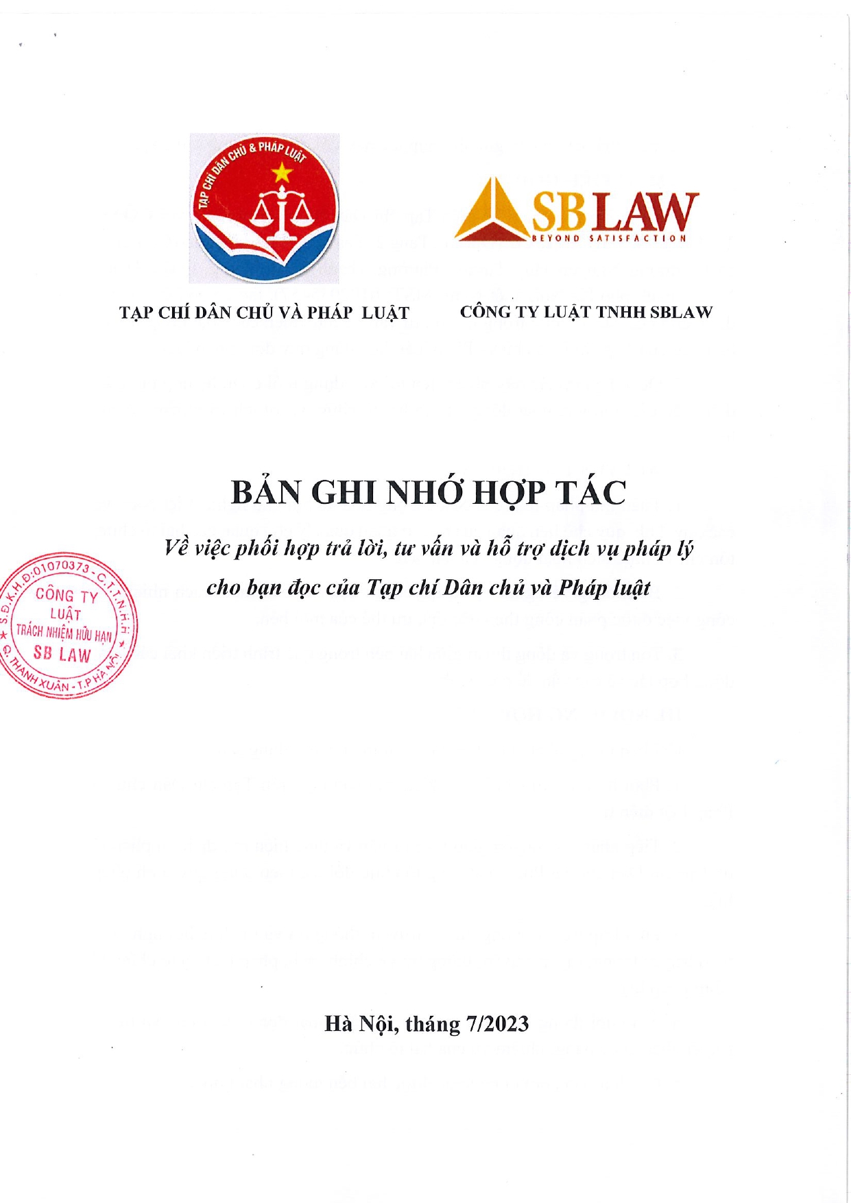 Scan_Bản ghi nhớ hợp tác SB LAW & Tạp chí Dân Chủ_page-0001